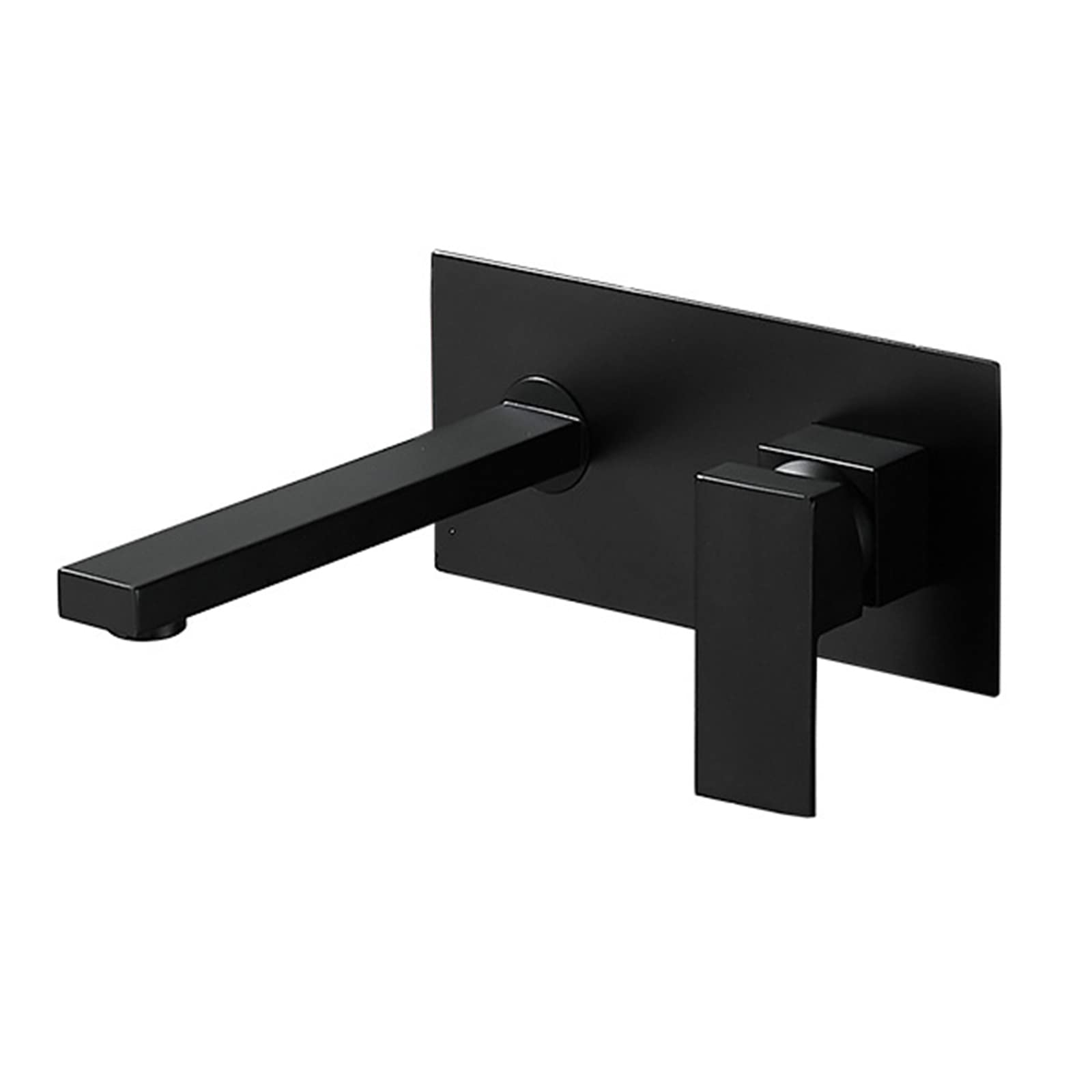 Robinet de lavabo mural en laiton noir mitigeur rond eau chaude et froide