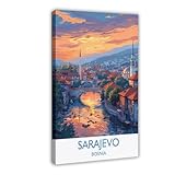 QITUBVAF Sarajevo Reise-Poster, Wandkunst, Leinwand-Poster, 