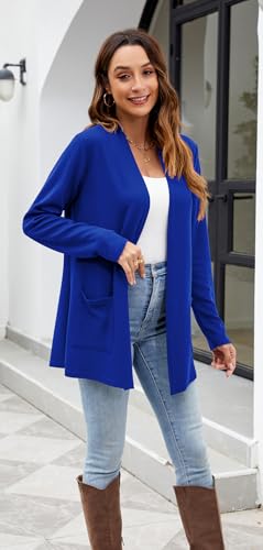 Image of Newchoice Womens Lightweight Long Sleeve Cardigans with Pockets Summer Casual Open Front Sweater Cardigan Duster