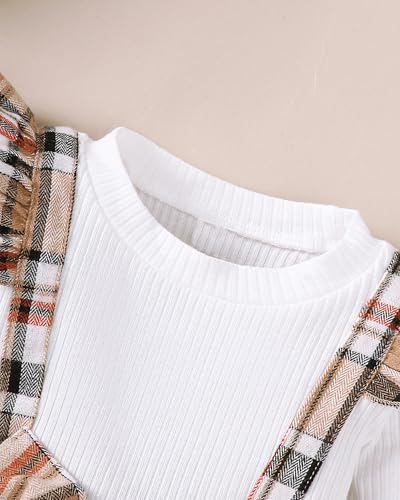 Baby Girl Clothes Sets: 2 Piece Long Sleeve Top Plaid Romper with Headband Fall Winter Outfit for Infant 0-24 Months4