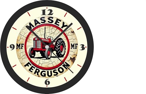 Massey Ferguson Tractor Sign 10 Inch Wall Clock, Vivid 8-Color Printing for Rich, Detailed Graphics.