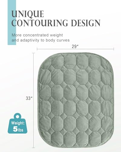 Image of Cottonblue Weighted Lap Blanket Pad 5 lbs 29 inch x 33 inch, Cozy Luxury Crystal Velvet Weighted Blanket for Adults Teens, Small Weighted Blanket Throw All Season for Travel Relaxation Sleeping, Sage Green