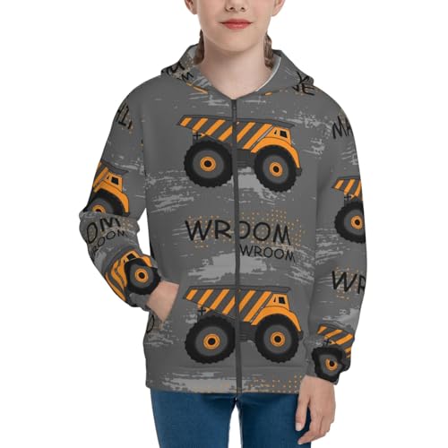 Construction Machines Kids Pullover Hoodies Boys Zip Up Sweatshirts Girls Athletic Clothes with Pocket3