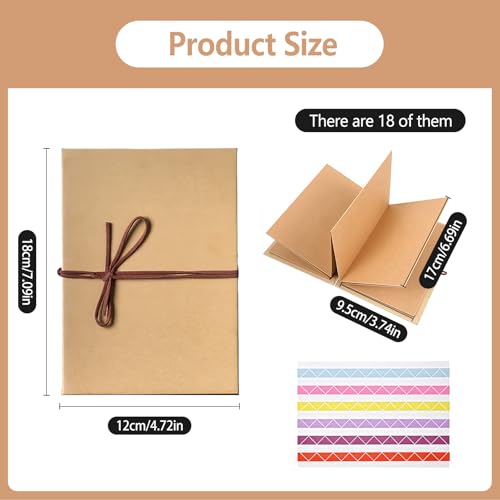 Leeres Buch zum Einkleben, 12×18CM Kraftpapier Hardcover Fotoalben, Klein Fotobuch zum Einkleben, Faltbares Album, Photoalbum für Geburtstagsgeschenk Abschlussfeie Hochzeit Abschluss (34 Seiten)