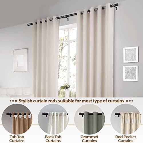 Kamanina 1 Inch Curtain Rod 30 To 117 Inch(2.5-9.6Ft) Black Single Curtain Rods For Windows 85 To 113 Inches, Splicing Adjustable Drapery Rod With Cap End #TOP4