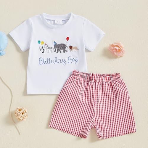 Toddler Baby Boy Birthday Outfit Short Sleeve Party Animal Shirt Shorts Infant Summer Clothes2