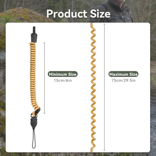 Ullnosoo Rangefinder Tether, Detachable Range Finder Lanyard for Hunting, Retractable Nylon Elastic Rope Khaki Short - Thumbnail 7