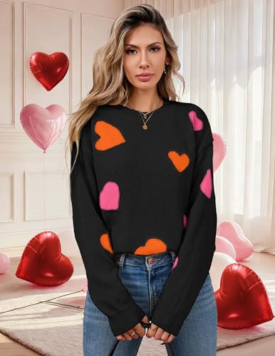 Image of Libsorge Womens Valentine Heart Sweater 2026 Valentines Day Trendy Cute Oversized Long Sleeve Pullover Sweaters