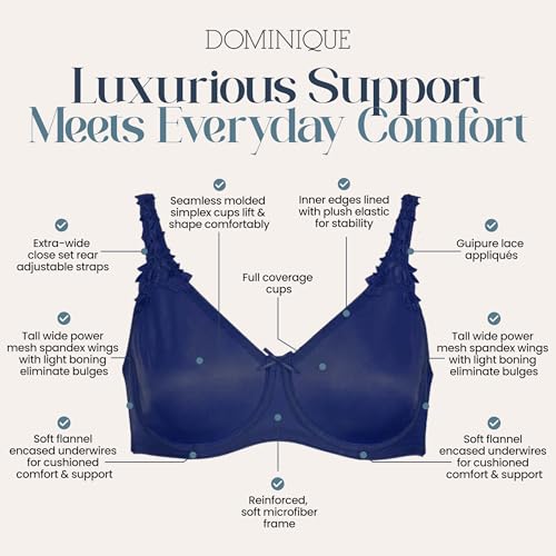Image of Dominique Mystique Minimizer Bra #7000 - Seamless Full Figure Underwire Lingerie for Women, Smooths & Shapes