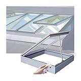 Ventana de techo transparente de vidrio templado de doble acristalamiento con sensor de lluvia y cierre automático, ventana de ventilación portátil para terraza, jardín o patio (60 x 60 cm)