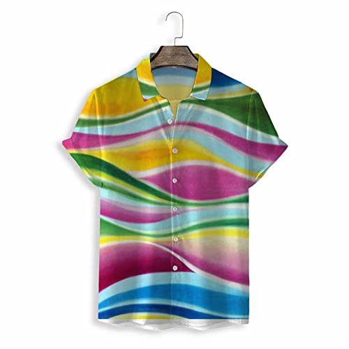 Chemise hawaïenne élégante à motif d'ondulations colorées design moderne et finitions soignées