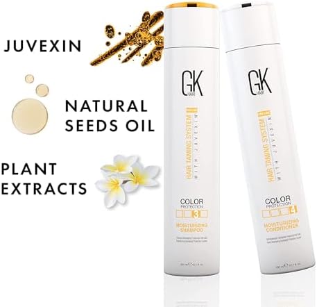 GK HAIR Global Keratin Moisturizing Shampoo and Conditioner Sets Duo (300ml) Infused with Keratin and Seed Oils for Healthier Thicker and Stronger Hair Sulfate free Paraben-Free - for All Hair Types