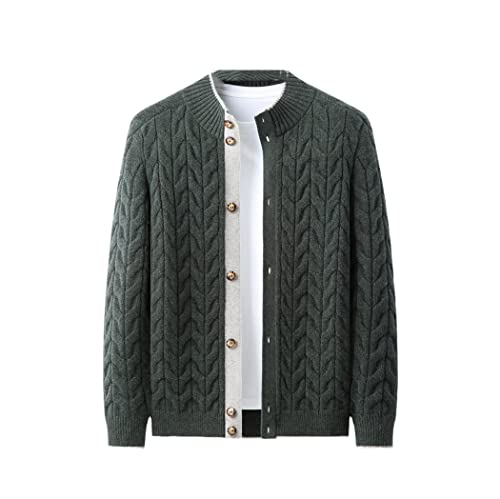 Cardigan d'hiver épais et chaud à col roulé Haitpant Vert XL pour homme