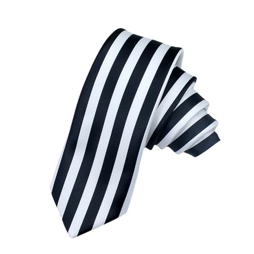 HOHOKANG Japanese Anime Cosplay Necktie Black and White Vertical Striped Narrow Ties Masquerade Costume Accessories for Men Women, About 145cm long