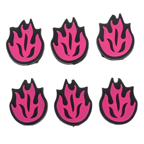 Happyyami 6Pcs Flame Design Soft Tennis Racket Dampeners Vibration Control Accessories for Enhanced Comfort Sports Equipment Easy to Install and Durable