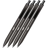 ‎DOHE – Elegance Kugelschreiber (4 Stk.) – Blaue Tinte, Mittlere Spitze 1 mm, Gehäuse SCHWARZ, Retraktierbar „Touch“ mit Clip, Robustes Aluminium und Gummibeschichtung, Weiches Griffgefühl