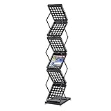 MZXUN. Zeitungsregal Faltbare Pop-up Faltdisplay Magazin Literatur Broschüre Kataloghalter Rack schwarz A4 Messestand, (Farbe: Schwarz, Größe: 27x36.5x155cm)