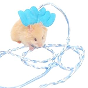 Hamster Harness,Adjustable Harness Vest Leash Hamster Chest Straps with a Small Bell Rat Mouse Squirrel Sugar Glider Small Animal (Blue)