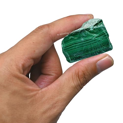 Image of Amazing Gemstone 2 Pieces Malachite Raw Crystals and Healing Stones, Natural Rocks for Tumbling and DIY Raw Stones and Crystals