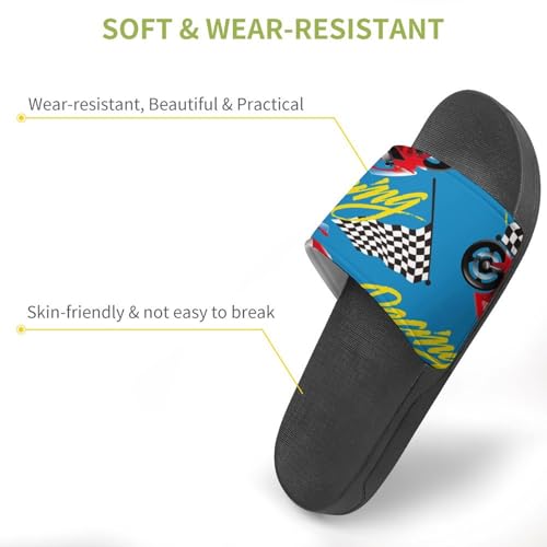 Motorcycle Racing Pattern PVC Slippers Sandals for Women Men Open Toe Soft Cushioned Non-Slip Sandal for Indoor Outdoor3