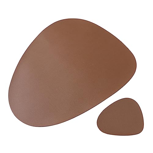 Mikinona 2 Piezas Posavasos en la Mesa de Comedor Patria Coasters muleton para Mesa Mantel Individual Alfombrilla Impermeable para Platos Posavasos de Cuero PU Alfombrilla de Cuero PU Brown