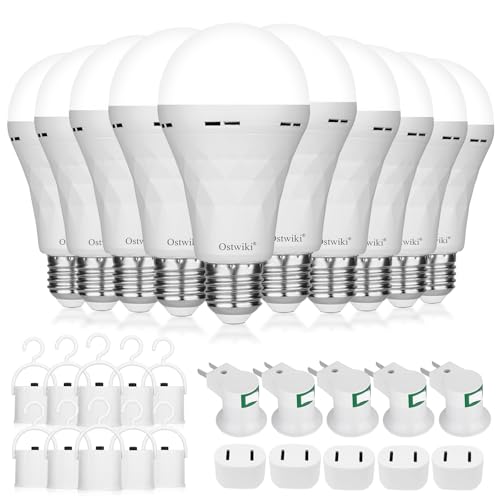 Ostwiki 10 Pack Rechargeable Emergency Light Bulbs for Power Outage