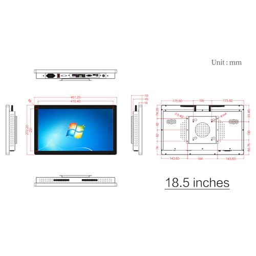 Image of 18.5 inch Capacitive Touch Screen Computer Panel PC,Intel i5-3210M /i5-4200U /i7-8565u /i5-10210U,Windows 10