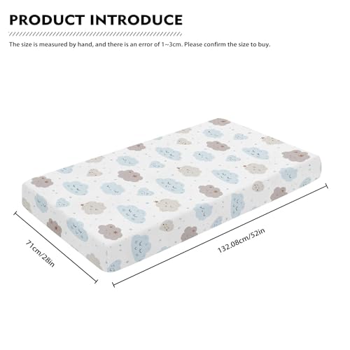 Image of Clouds Baby Crib Sheets for Boys Girls Cute Fitted Crib Sheet for Standard Crib and Toddler Mattress Smile Cloud Baby Mattress Sheets Toddler Bed Sheet 52x28x8 in