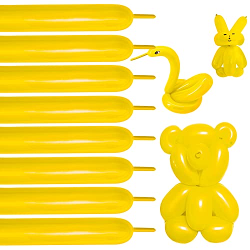 Image of 260 Yellow Balloons for Balloon Animals & Garlands, 100pcs Pastel Yellow for Birthday Parties