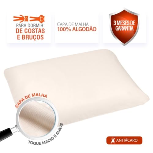 Kit Travesseiro Nasa X Antialérgico Antiácaro Original Viscoelástico Macio Confortável Duoflex + Cap