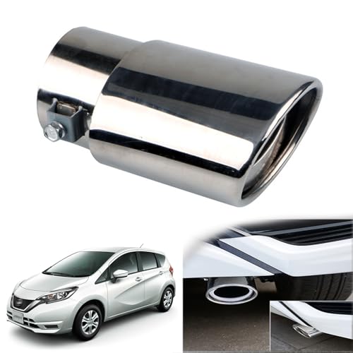 日産 ノート E12系 専用 マフラー カッター 車のテールパイプ カスタム 排気口 排気管 外装パーツ ステンレス鋼 塗装工程 防錆 防食 真っ直ぐな口 曲がった口 テールパイプ 排水穴付き 取り付け簡単 装飾アクセサリー(銀,直)