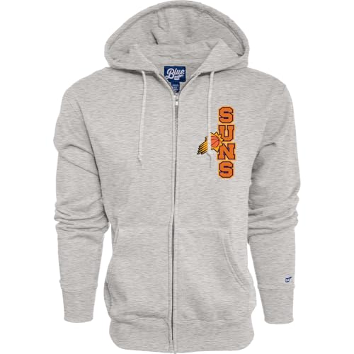 Blue 84 Phoenix Suns NBA Officially Licensed Full Zip Hooded Sweatshirt Iconic, Heather Gray, Large