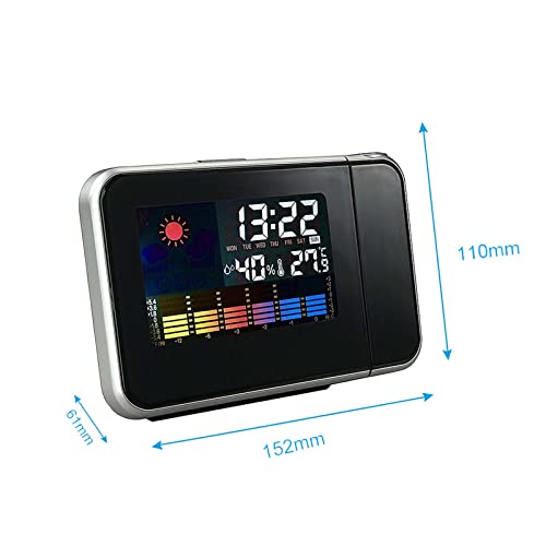 Pstuiky Creative Lcd Projection Digital Weather Alarm Clock Led Backlight Color Display Desk Time Display Weather Function Alarm Snooze Alarm Clock Home Decor 2023 #TOP6
