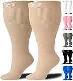 Zeta Wear 1 Pair Plus Size Knee-High Compression Socks - Closed Toe, 15-19 mmHg Graduated Support for Women & Men | Wide Calf Fit Up to 26" | Swelling, Varicose Veins, Nurses, Pregnancy, Travel