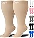 Zeta Wear 1 Pair Plus Size Knee-High Compression Socks - Closed Toe, 15-19 mmHg Graduated Support for Women & Men | Wide Calf Fit Up to 26" | Swelling, Varicose Veins, Nurses, Pregnancy, Travel