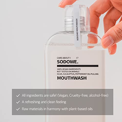 Sodowe. Vegan Oil-Pulling Mouthwash, 9.46 Fl Oz, Colorless And Odorless, Non-Alcohol Oral Rinse #TOP2
