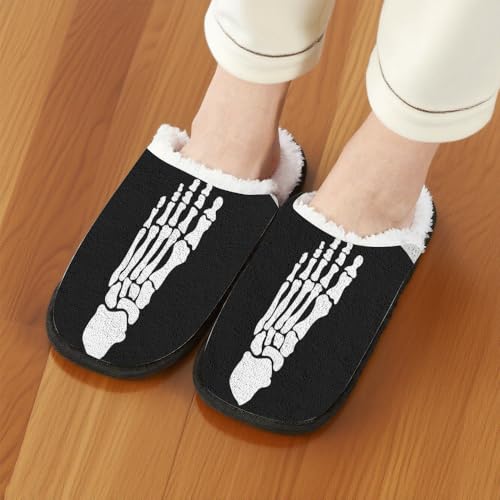 Fuzzy Slippers Women Men Halloween Funny Pumpkin Ghost Spooky Spider Web Skeleton Bat Skull Witch Slipper Winter Slip on Cozy Memory Foam House Shoes Women Indoor and Outdoor School Supplies2