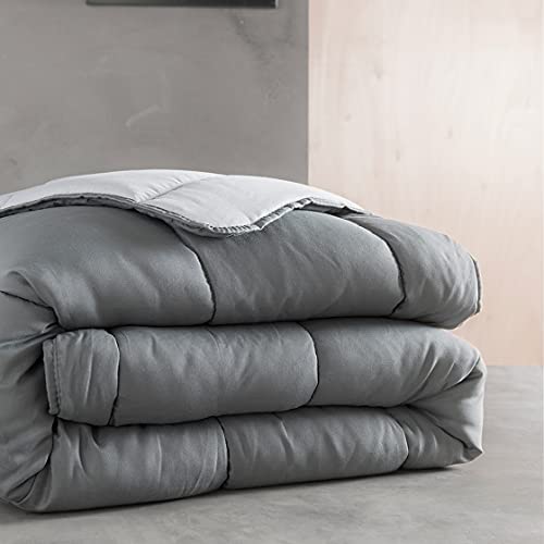 Today Couette 140X200 Microfibre Bicolore Zinc/Canon de Fusil