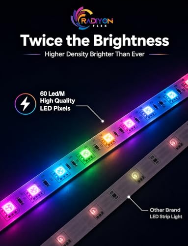 Image of RGBIC LED Strip Lights with App Control & Music Sync, RGB Lights for Gaming Setup, Bedroom & Room Decoration, 140+ Dynamic Modes, 60 LED /m Smart LED Strip (2.5 Meter)