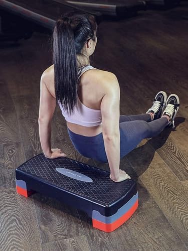 منصة تدريب تمرين الآيروبيك من كاينج، منصة تمارين اللياقة البدنية قابلة للتعديل مع رافعات، 3 مستويات ارتفاع قابلة للتعديل، لصالة الألعاب الرياضية المنزلية والمكتب (منصة صغيرة، 65 سم)