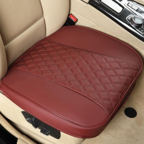 Image of Black Panther 1 Pair PU Car Seat Covers, Front Seat Protectors Compatible with 95% Vehicles,Diamond Pattern Embroidery,Anti-Slip & Full Wrapping Edge (W 21.26''xD 20.86 inch) - Burgundy