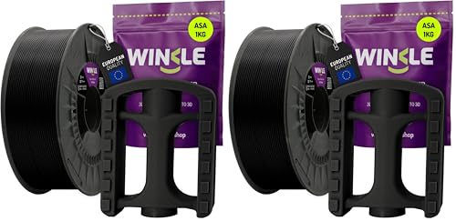 Filament ASA 1.75mm Noir Jet WINKLE pour Impression 3D | Bobine 1kg Haute Résistance (Lot de 2)