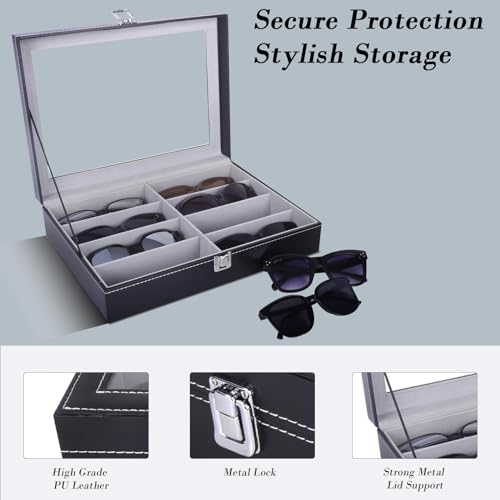 Image of AUTOARK Leather 8 Piece Eyeglasses Storage and Sunglass Glasses Display Case Organizer