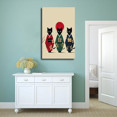 Impression toile chats kimono décoration murale maison 40x61 - 4