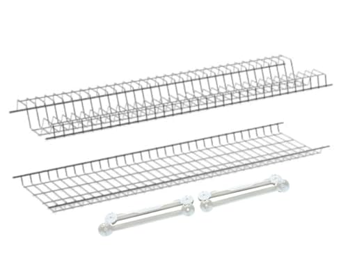 inferramenta Scolapiatti per Pensili Cucina | Kit con Griglie in Acciaio Cromato + 4 Staffe | Porta Piatti e Bicchieri | Diverse Misure (76 CM PER PENSILE 80 CM)