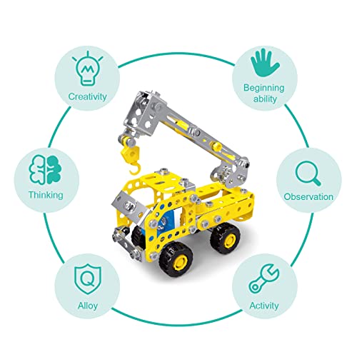 Image of Ferthor Fun 7 in 1 STEM Toys,Creative Set for Boys Age 8-12,Learning Engineering Kids Building Blocks Model Kits,Metal Construction Toys for Kids 8 9 10 11 12+ Year Old(180PCS No Motor)