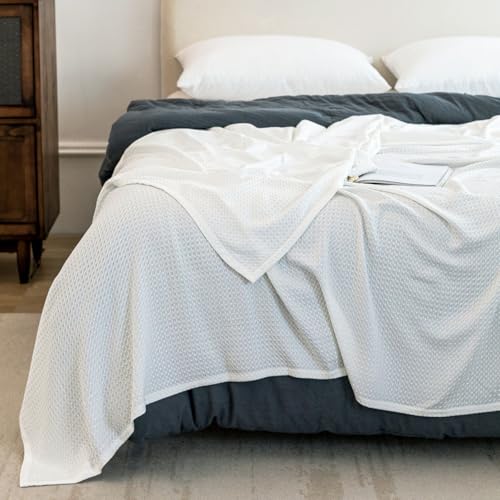 Image of AmyHomie Cooling Waffle Blanket King Size, 100% Rayon Derived from Bamboo