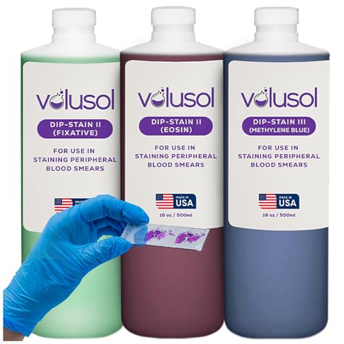 Volu-Sol Dip-Stain Kit (500 mL) for blood smears, marrow, microscopy