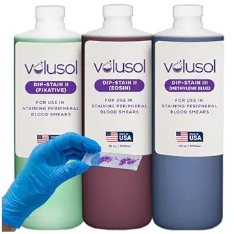 Volu-Sol Dip-Stain Kit (500 mL) for blood smears, marrow, microscopy