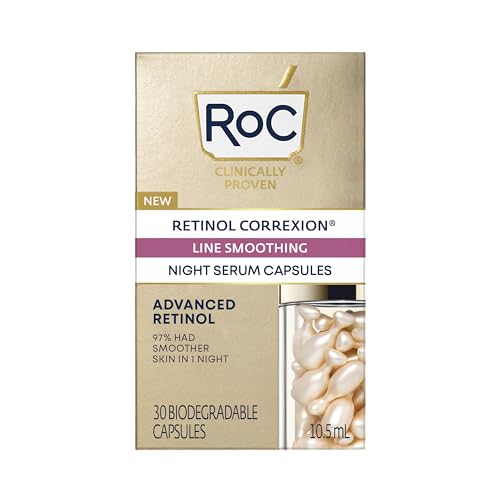 RoC Retinol Correxion Line Smoothing Night Serum Capsules | Skincare Targeting Facial Wrinkles | 30 pcs